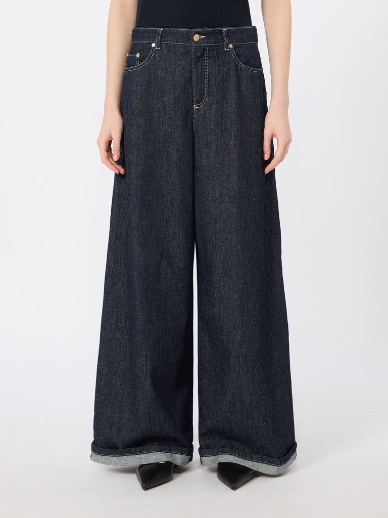 max mara cotton denim wide-leg jeans
