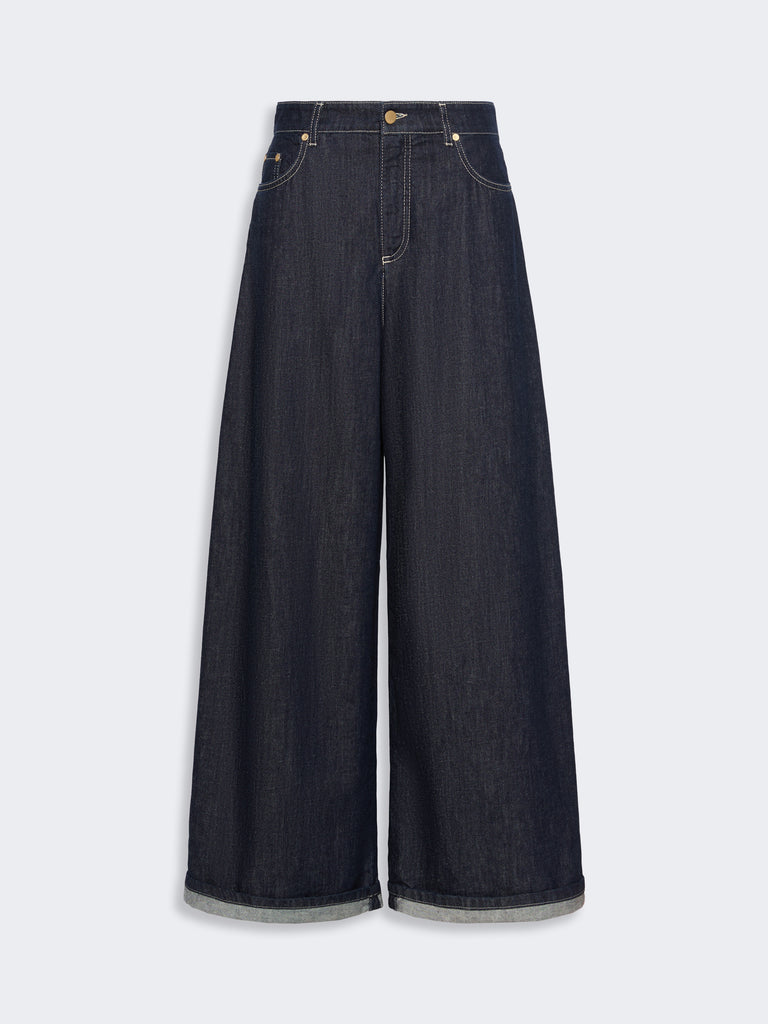 max mara cotton denim wide-leg jeans
