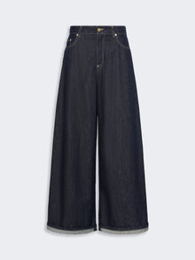 Cotton Denim Wide-Leg Jeans for Women - Ultramarine - Max Mara UAE