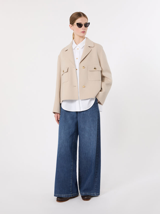 max mara straight leg cotton denim trousers for women