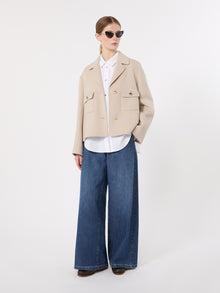 Straight Leg Cotton Denim Trousers for Women - China Blue - Max Mara UAE