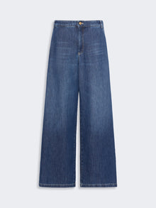 Straight Leg Cotton Denim Trousers for Women - China Blue - Max Mara UAE