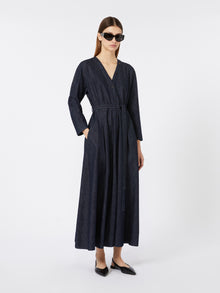 Cotton Denim Dress With Belt for Women - Ultramarine - Max Mara UAE