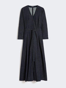 Cotton Denim Dress With Belt for Women - Ultramarine - Max Mara UAE