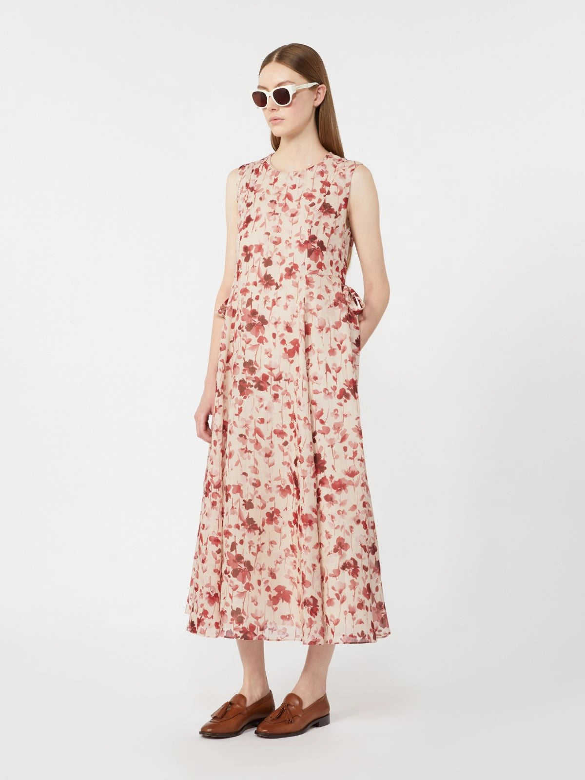 max mara printed ramie canvas dress for women