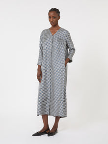 Printed Silk Dress for Women - Midnightblue - Max Mara UAE