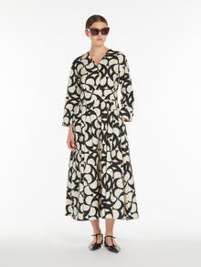 Printed Cotton Shirt Dress for Women - Black - Max Mara UAE