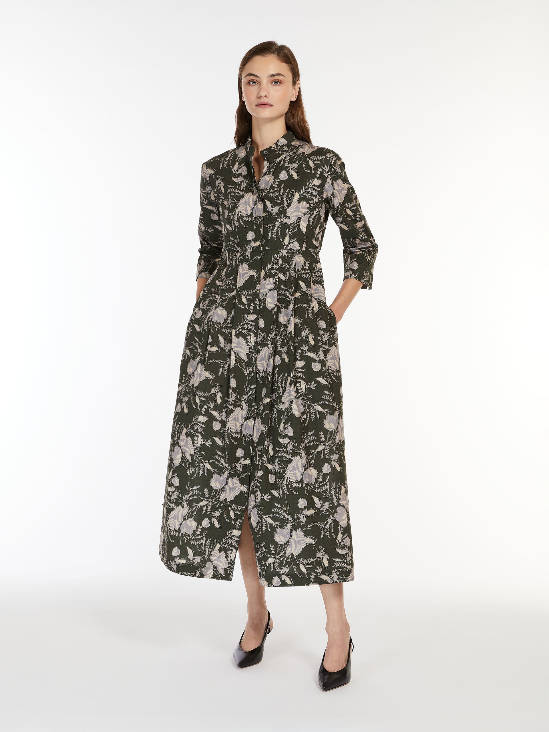 Printed poplin dress