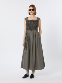 Long Pleated Poplin Dress for Women - Medium Grey - Max Mara UAE
