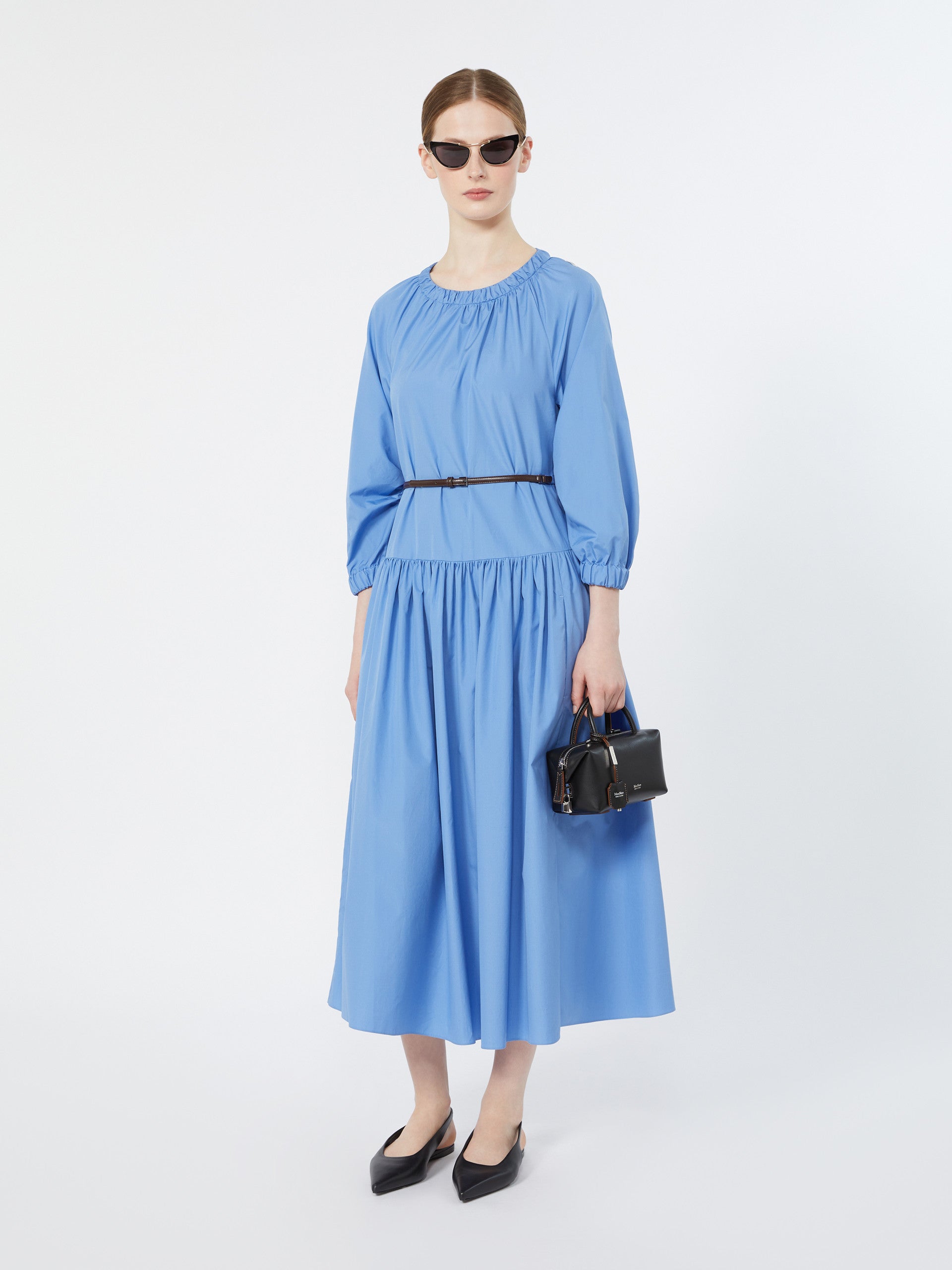 max mara long dress in cotton poplin for women