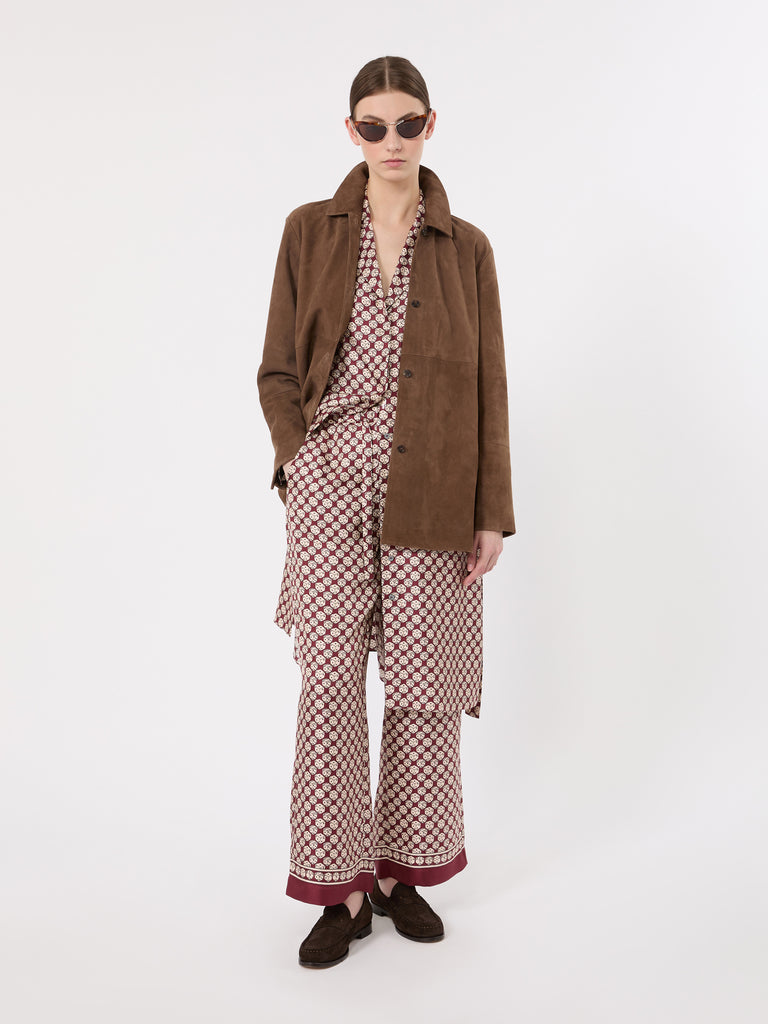 max mara printed silk midi shirt dress
