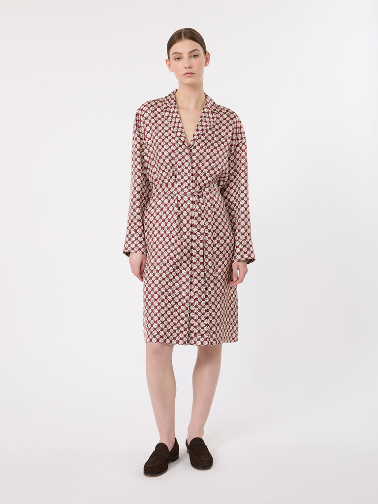 max mara printed silk midi shirt dress