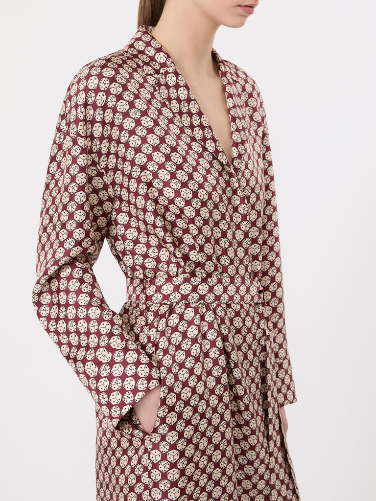 max mara printed silk midi shirt dress