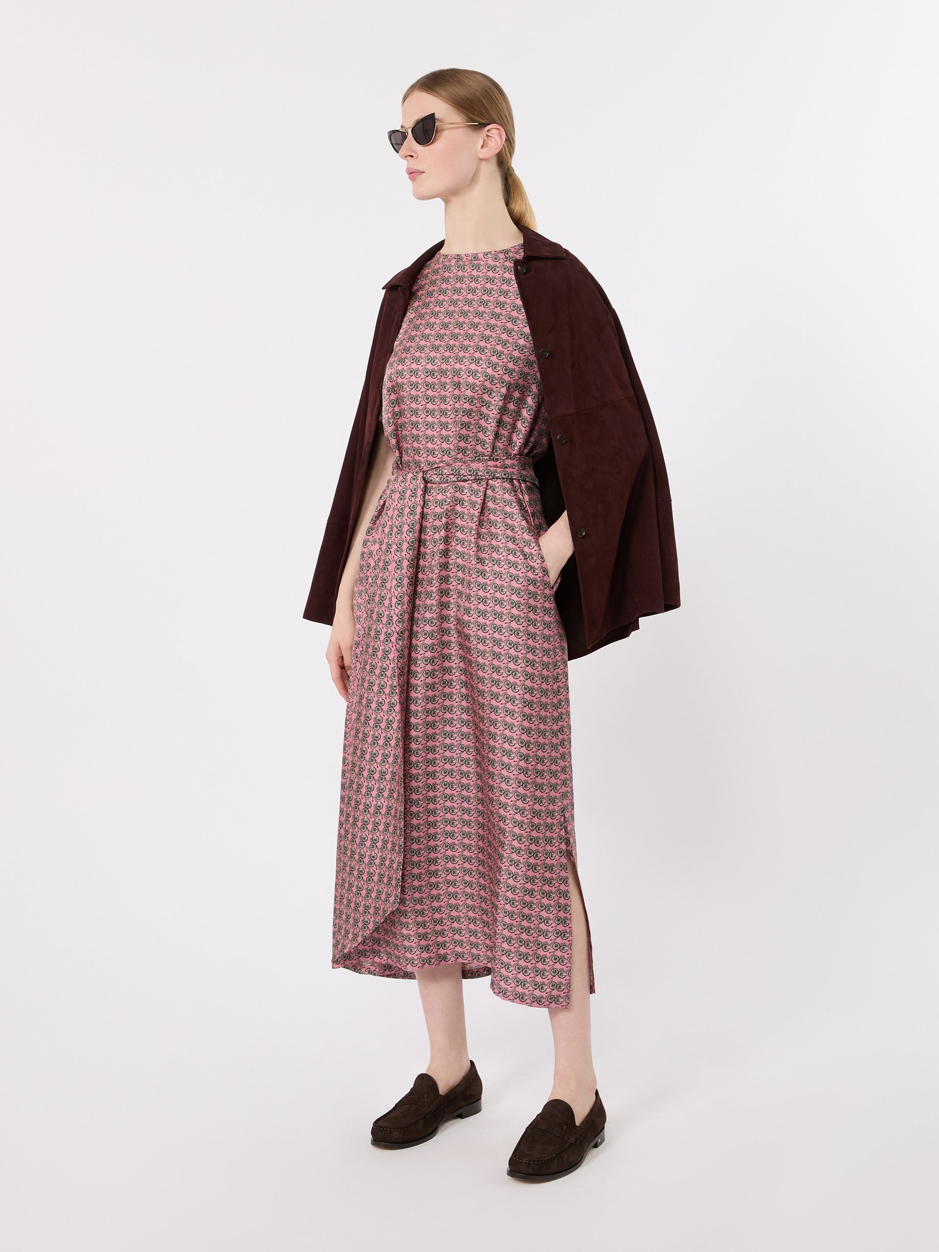 max mara printed silk twill dress for women