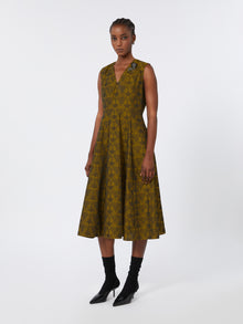 Flared Jacquard Dress for Women - Mustard - Max Mara UAE