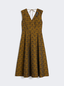 Flared Jacquard Dress for Women - Mustard - Max Mara UAE