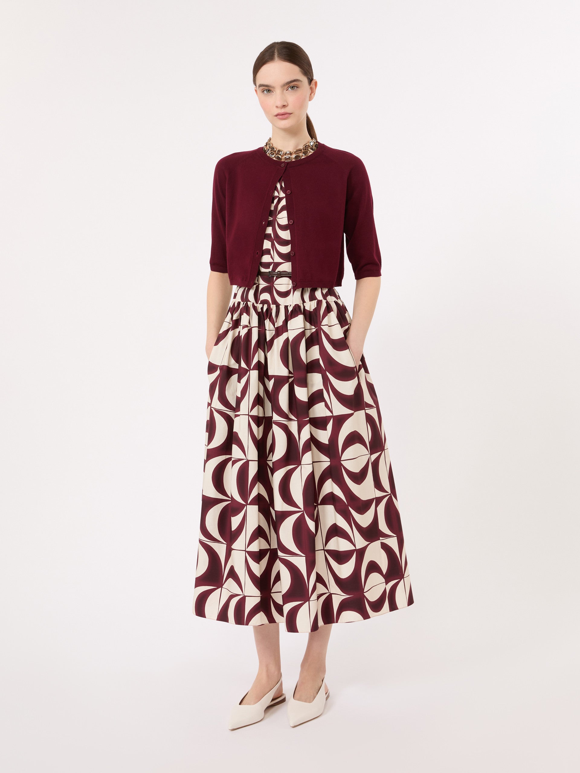 max mara printed cotton poplin dress for women