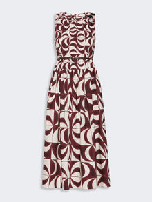 Printed Cotton Poplin Dress for Women - Bordeaux - Max Mara UAE