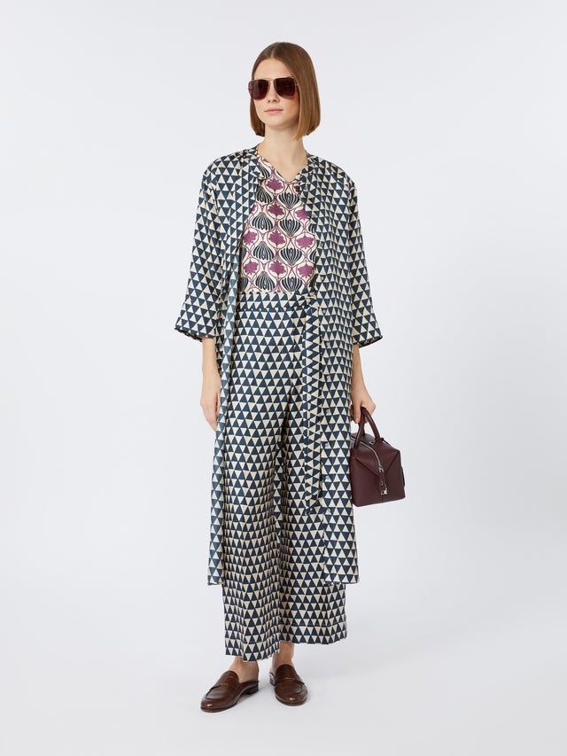 Printed silk twill kaftan