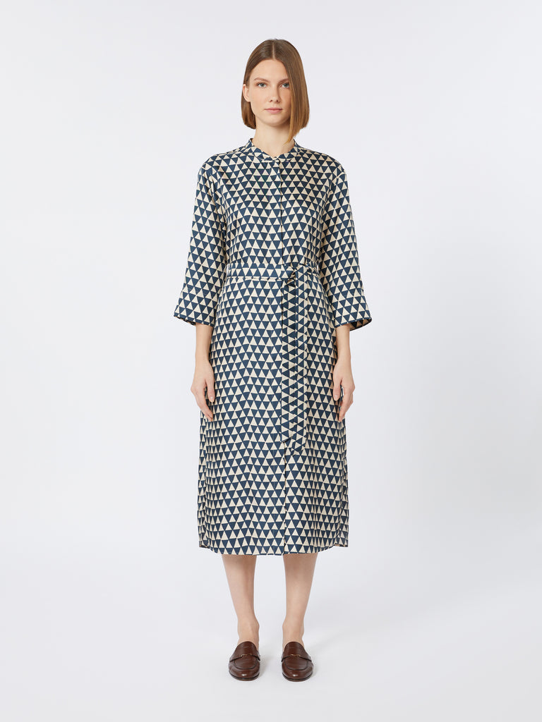 Printed silk twill kaftan