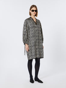 Printed Silk Twill Dress for Women - Black - Max Mara UAE