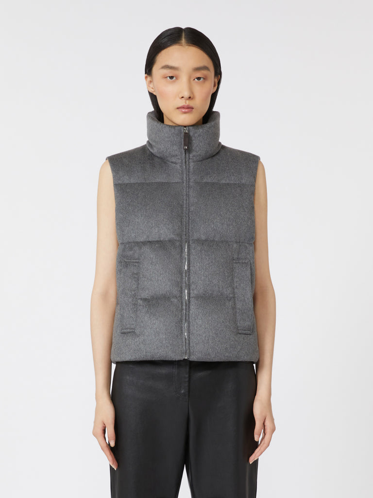 max mara water-repellent padded cashmere and canvas gilet