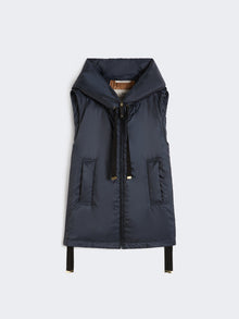 Water-Repellent Padded Canvas Hooded Gilet for Women - Midnightblue - Max Mara UAE