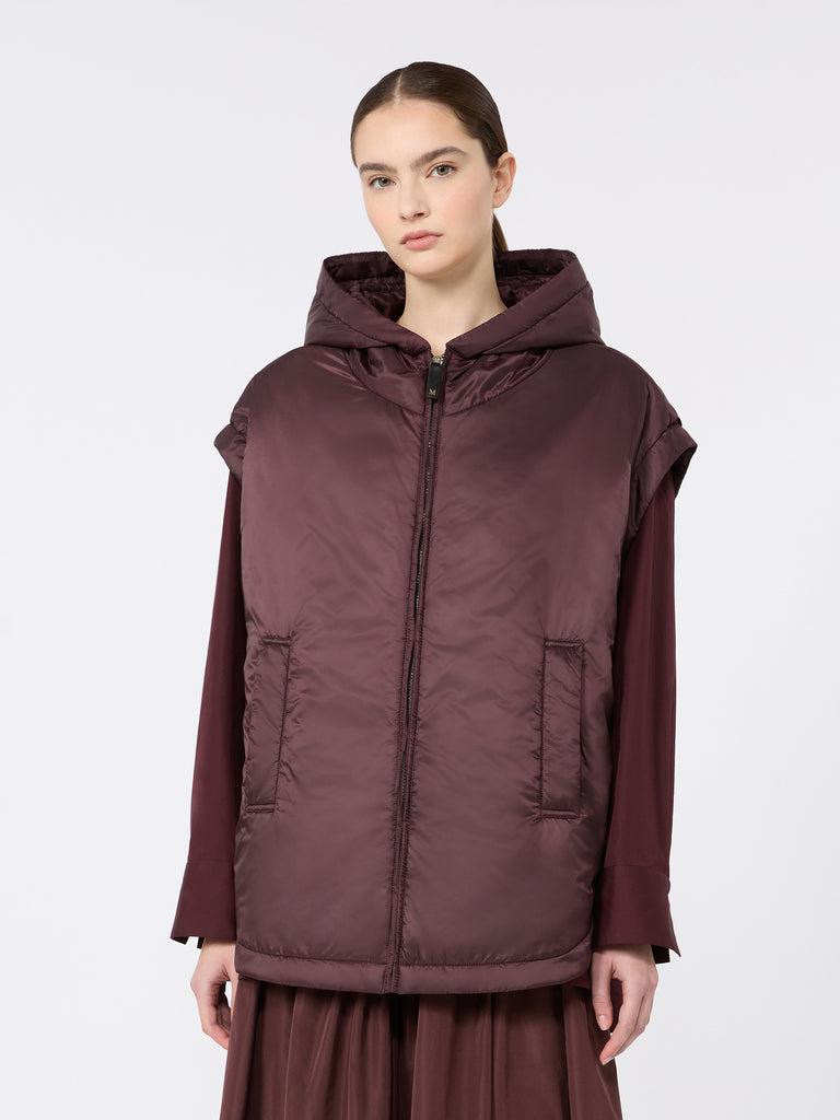 max mara padded, hooded gilet in water-repellent canvas