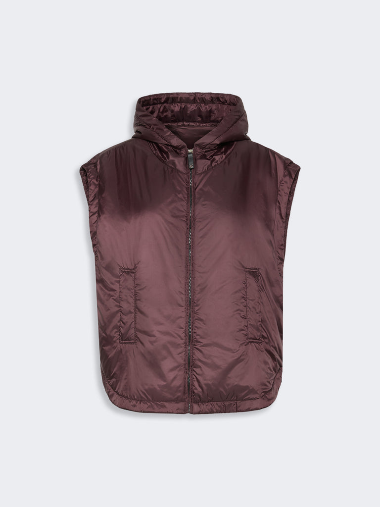 max mara padded, hooded gilet in water-repellent canvas