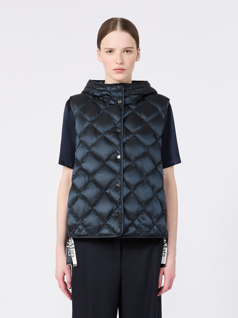 max mara water-repellent iridescent canvas padded gilet