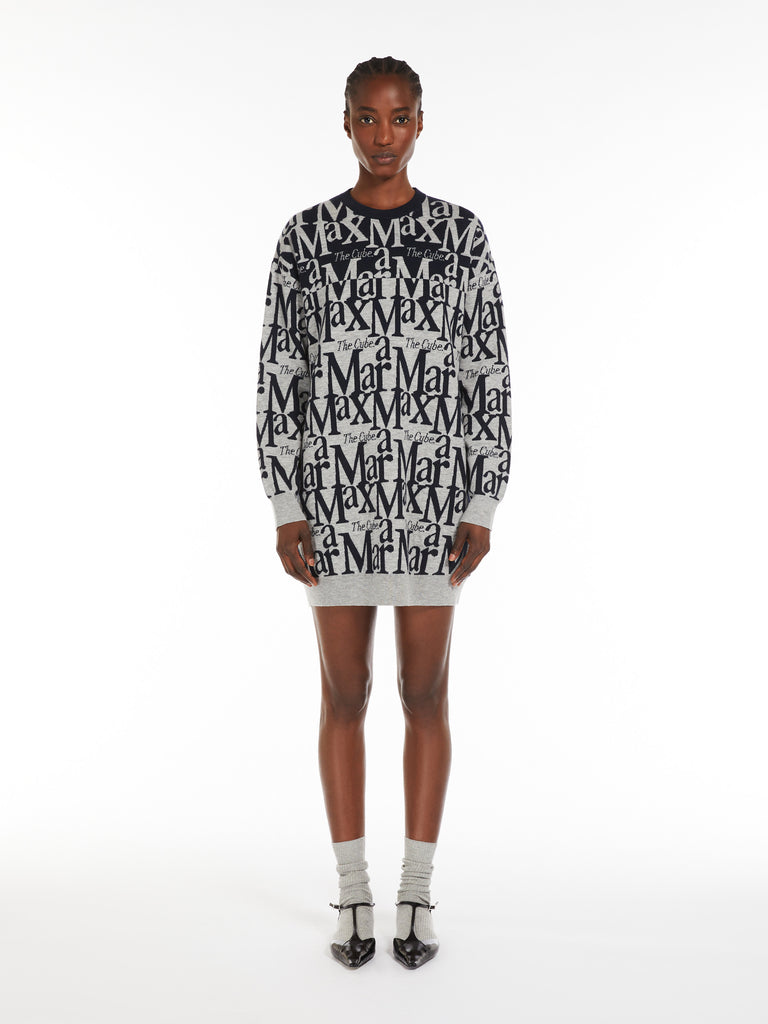 Jacquard-knit wool and cashmere dress