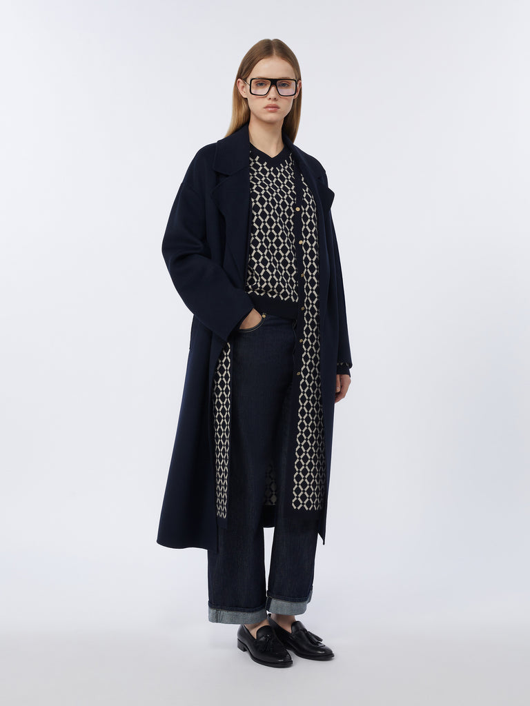 max mara long jacquard wool cardigan