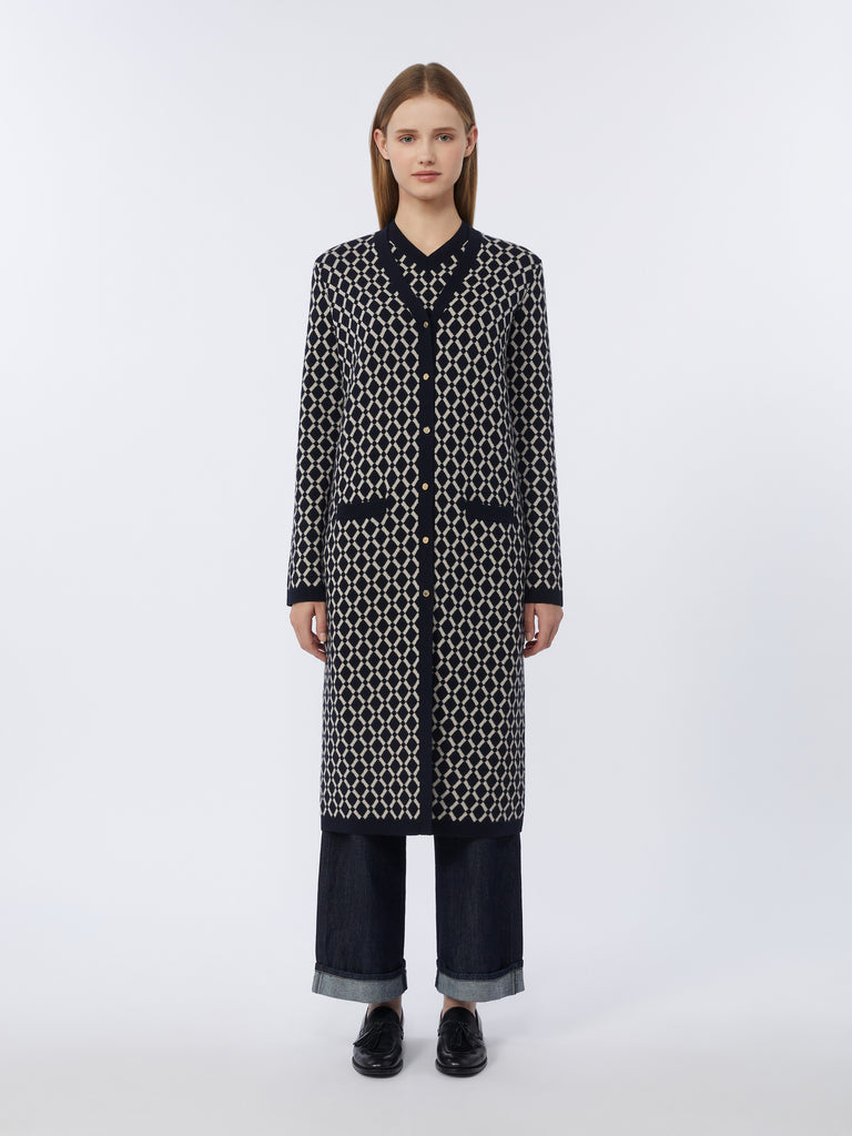 max mara long jacquard wool cardigan