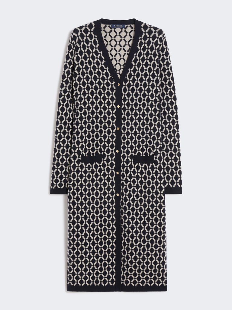 max mara long jacquard wool cardigan