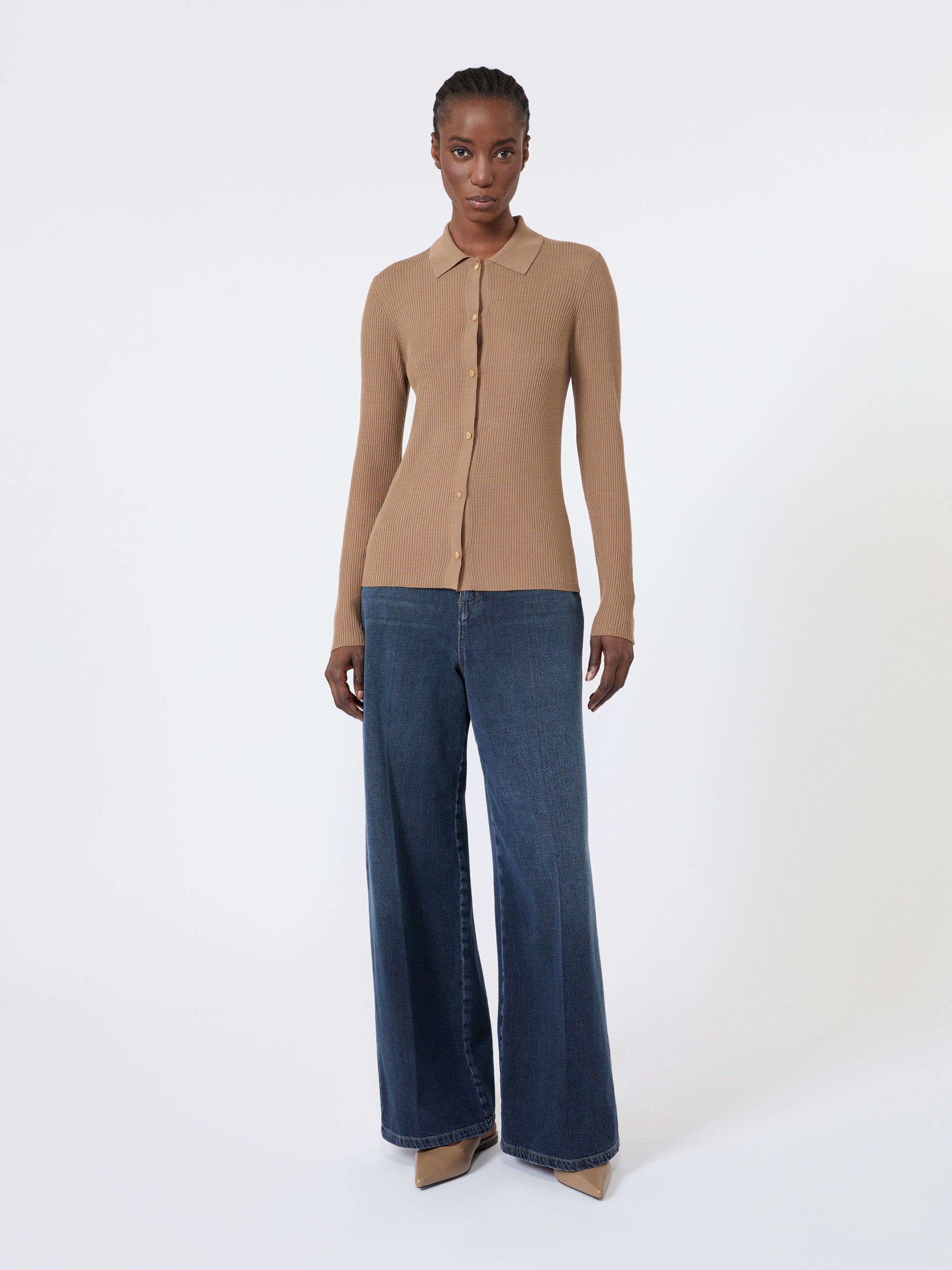 max mara woollen yarn fitted cardigan for women