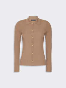 Woollen Yarn Fitted Cardigan for Women - Camel - Max Mara UAE
