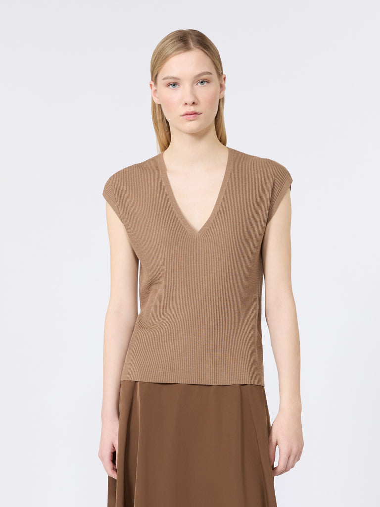 max mara ribbed woollen yarn gilet