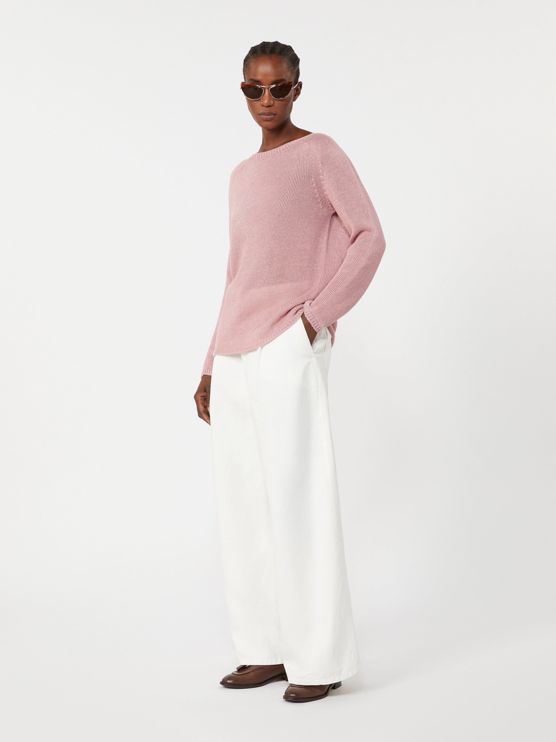 max mara linen yarn basic sweater for women