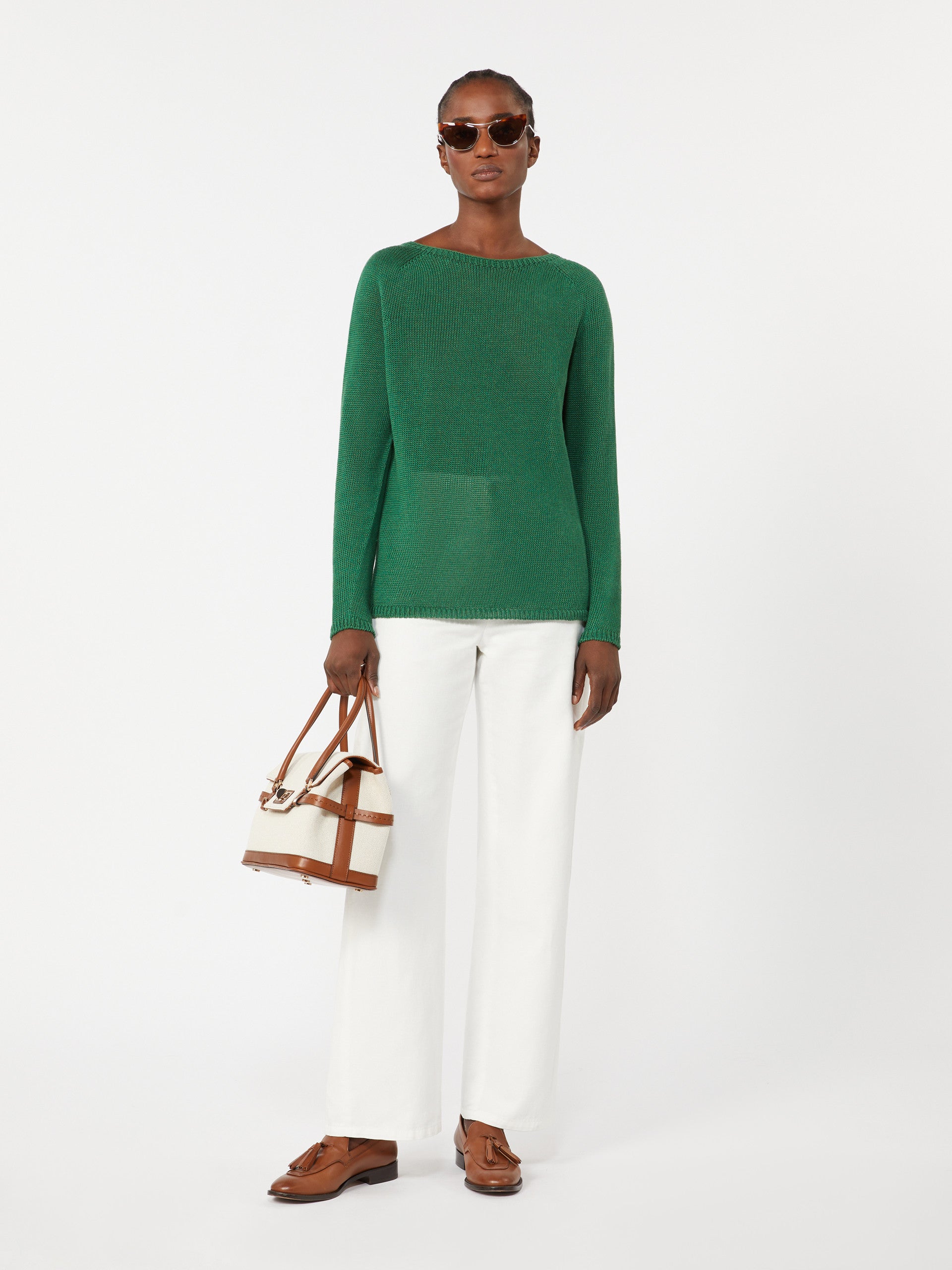 max mara linen yarn basic sweater for women