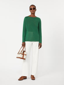Linen Yarn Basic Sweater for Women - Green - Max Mara UAE