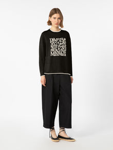 Jacquard-Logo Linen Sweater for Women - Black - Max Mara UAE