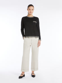 Striped Linen Yarn Sweater for Women - Black - Max Mara UAE