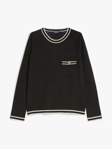 Striped Linen Yarn Sweater for Women - Black - Max Mara UAE