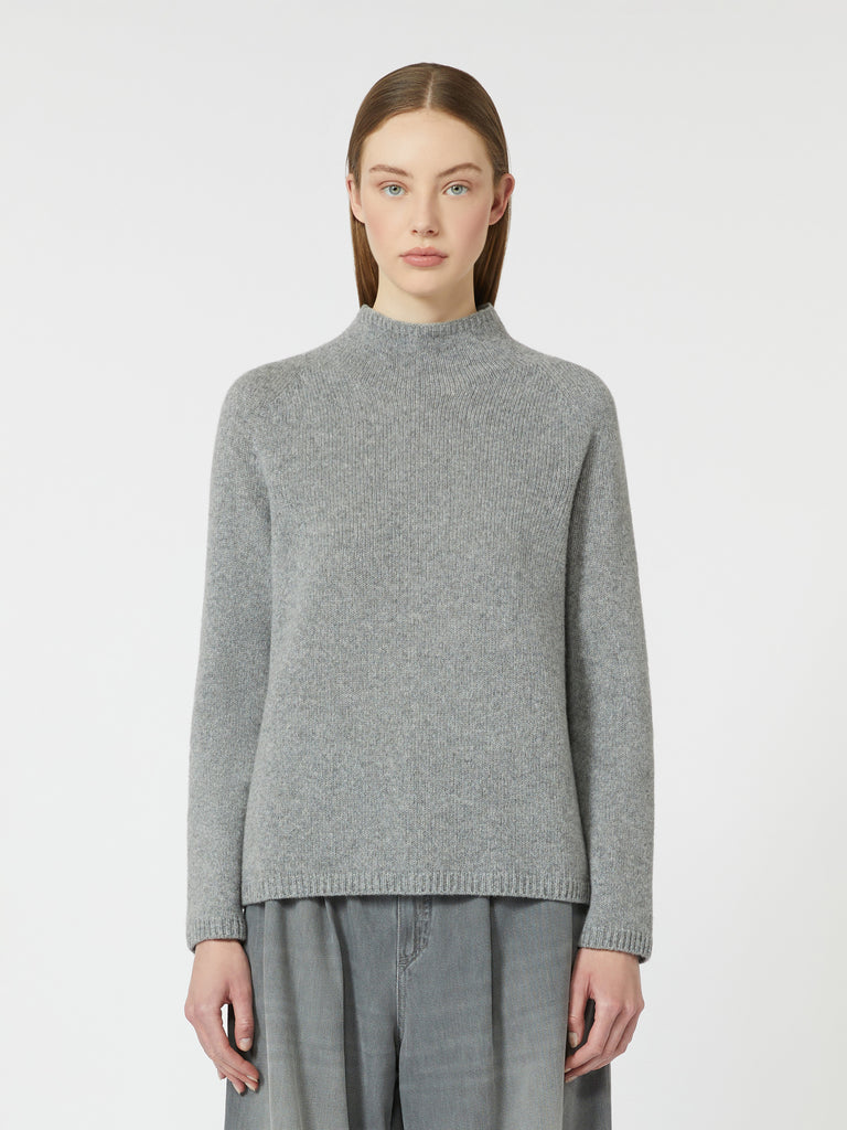 Wool and cashmere yarn polo-neck sweater