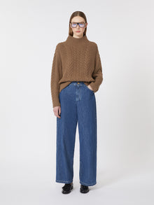 Cable-Knit Wool And Cashmere Polo-Neck Sweater for Women - Mud - Max Mara UAE