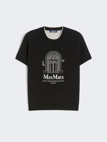 Wool Yarn T-Shirt for Women - Black - Max Mara UAE
