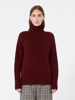 Wool and cashmere yarn polo-neck sweater
