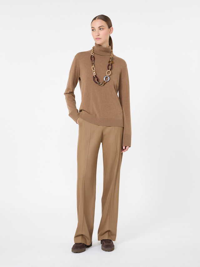 Max Mara Wool polo-neck sweater with branded patch detail for Women