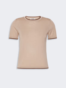 Short-Sleeved Woollen Yarn Jumper for Women - Beige - Max Mara UAE