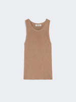 Rib-Knit Cotton Top for Women - Beige - Max Mara UAE